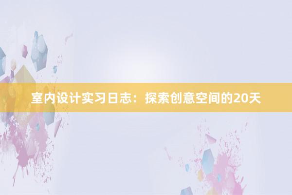 室内设计实习日志：探索创意空间的20天